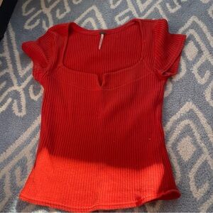 free people orange square neck top/ baby tee